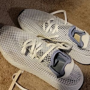 Adidas white and blue sneakers